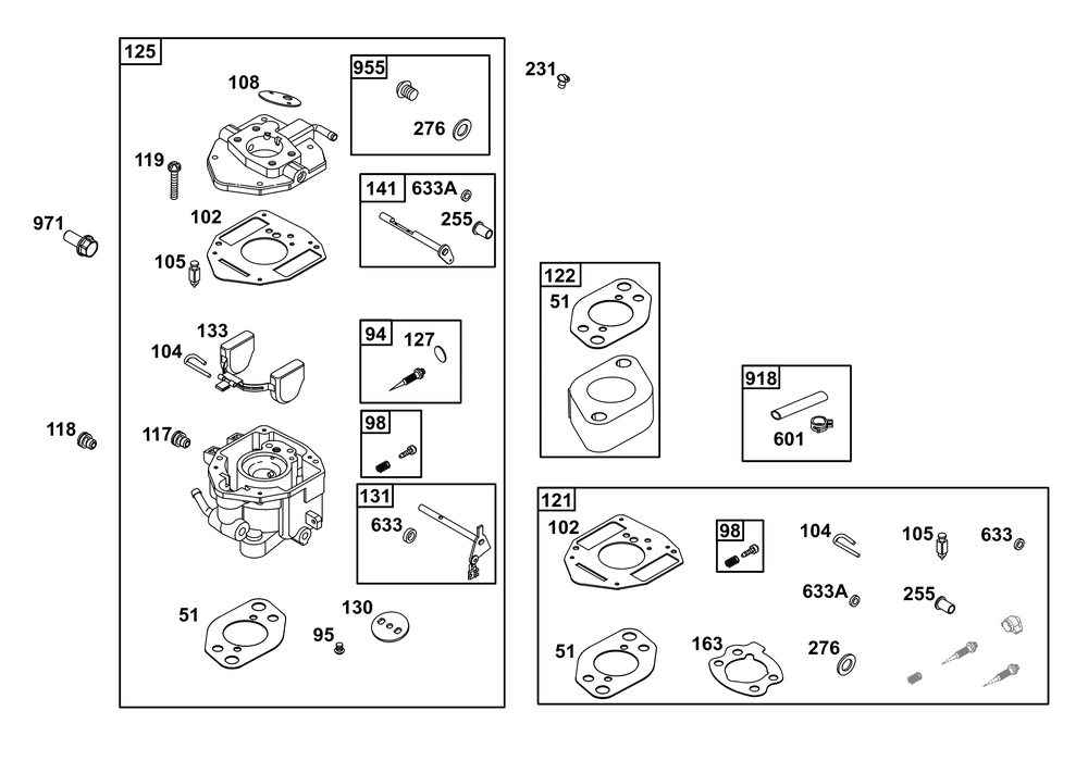 Carburetor Group Diagram and Parts List for 305447-0627-F1 200000 - 399999 Briggs and Stratton Engine